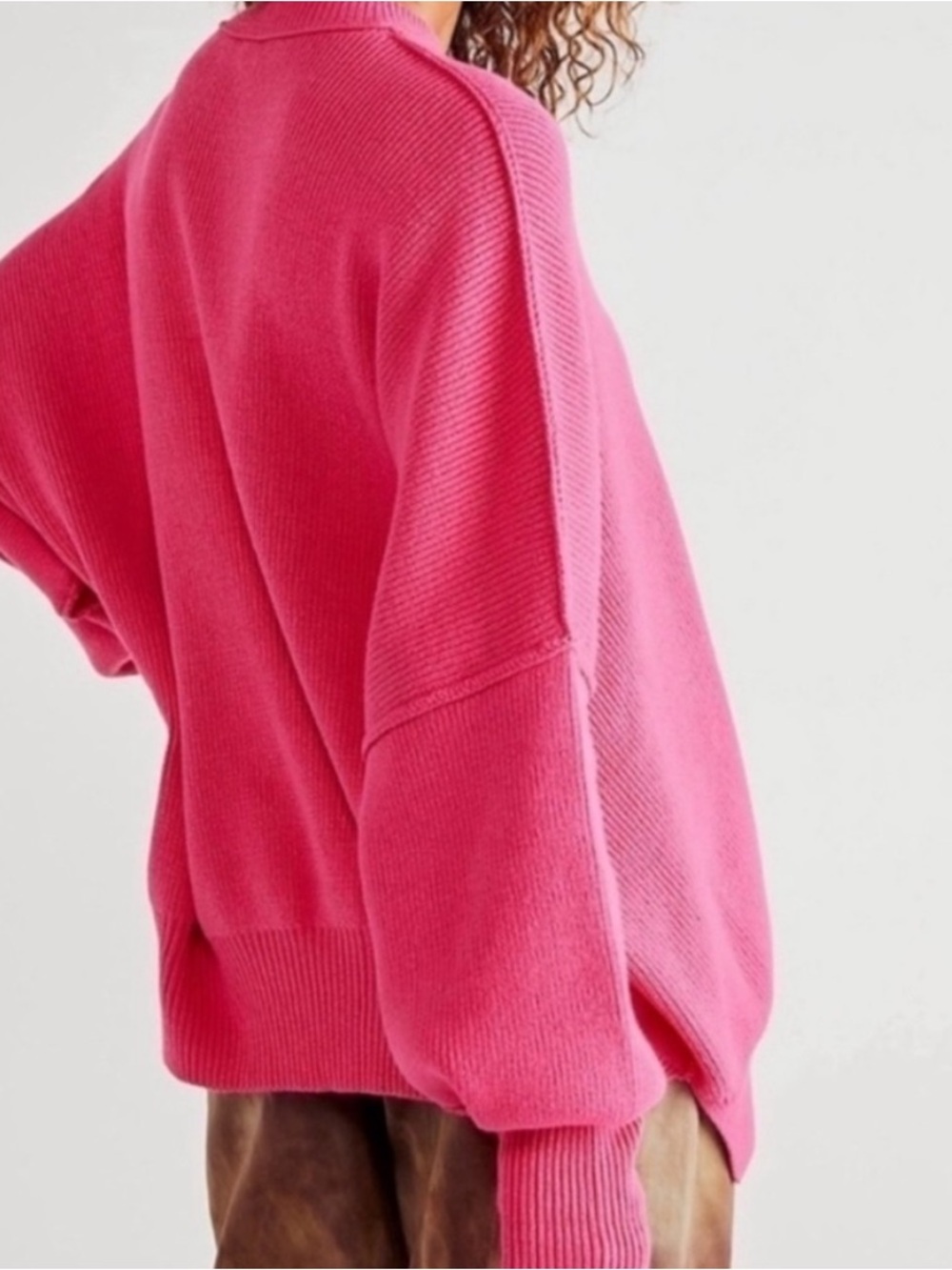 Free People Easy Street Tunic Sweater Strawberry Spritz Pink Size Medium - Picture 2 of 6